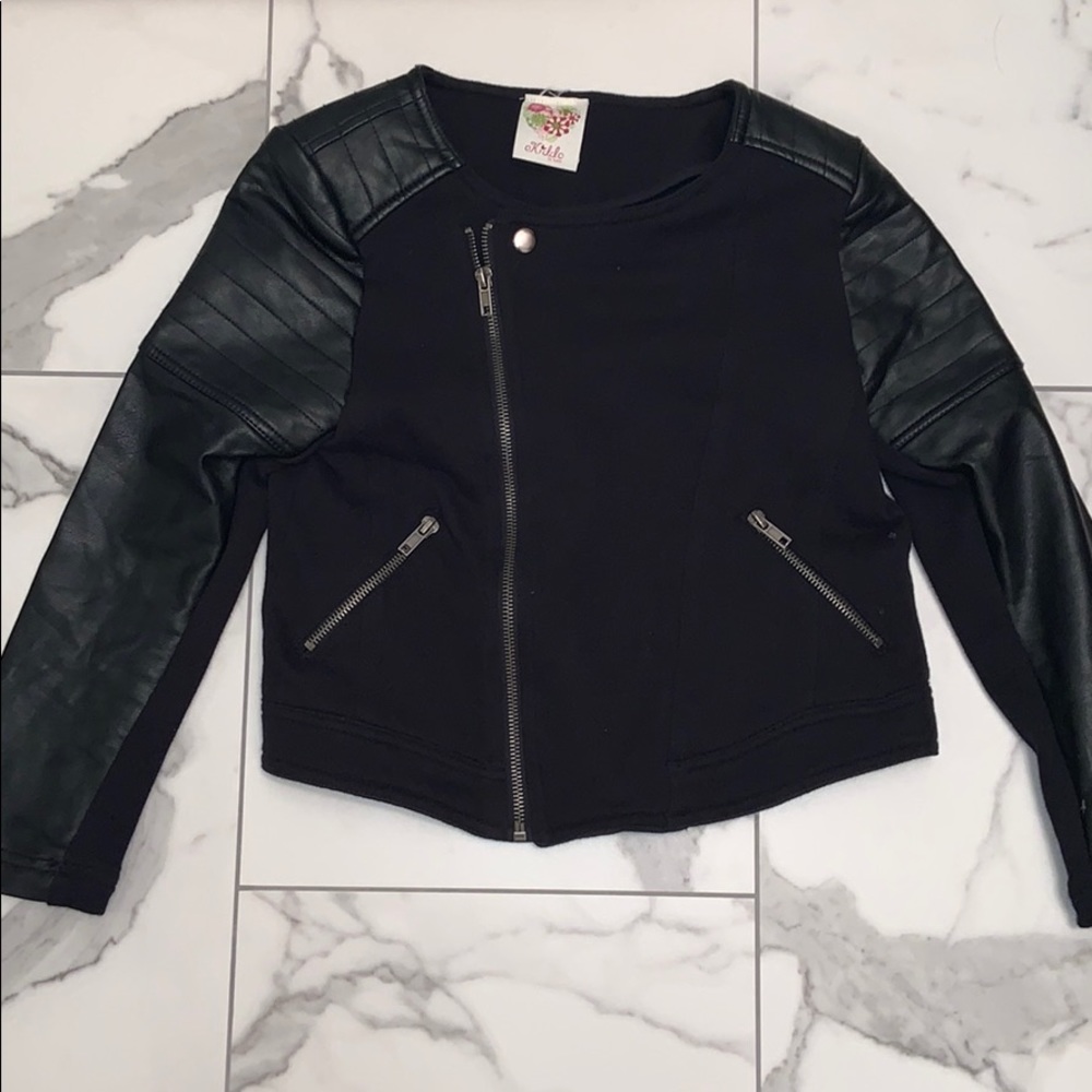 Girls light leather and cotton coat.